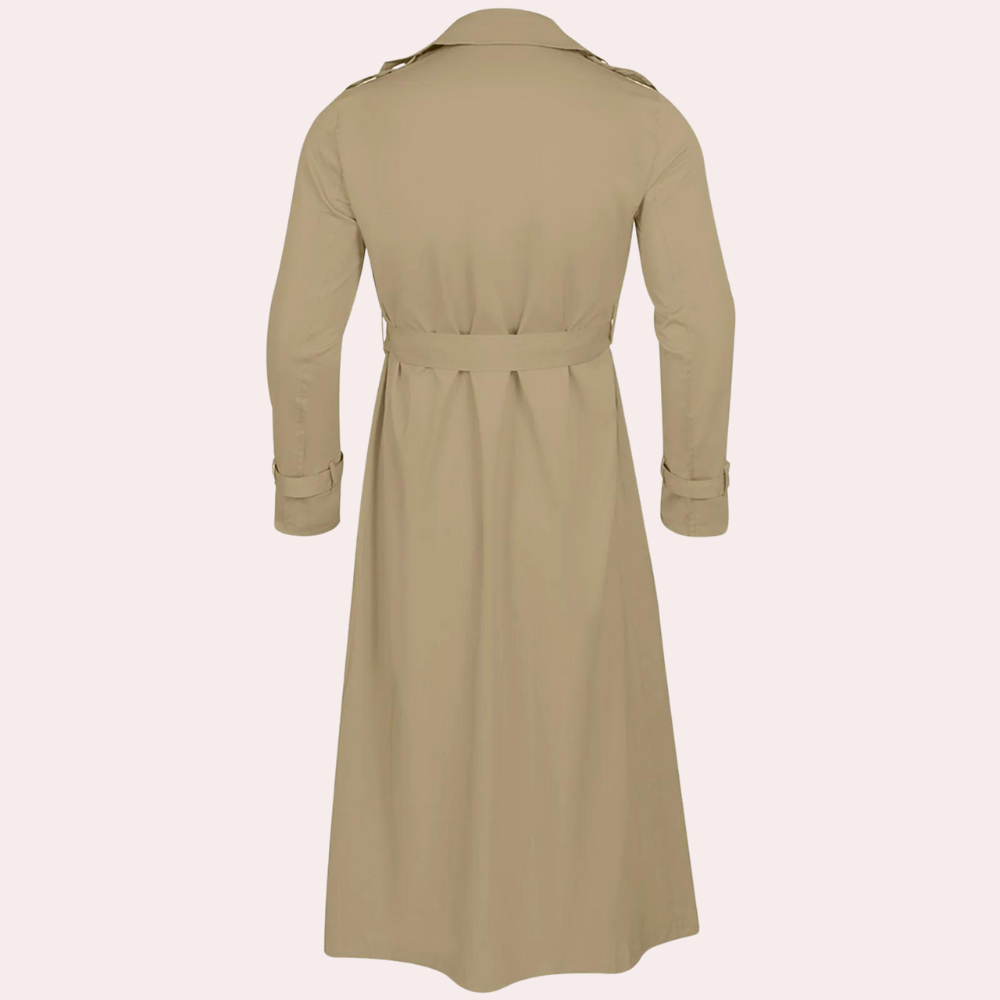 Nate | Men's Long Trench Coat with Water Repellent Fabric and Adjustable Cuffs
