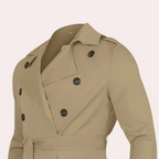 Nate | Men's Long Trench Coat with Water Repellent Fabric and Adjustable Cuffs