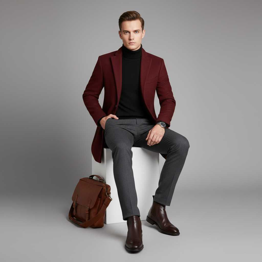 Men's Notched Lapel Overcoat | Stylish Men's Coat