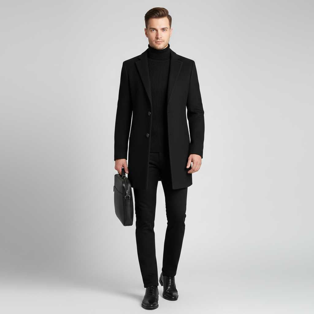 Men's Notched Lapel Overcoat | Stylish Men's Coat
