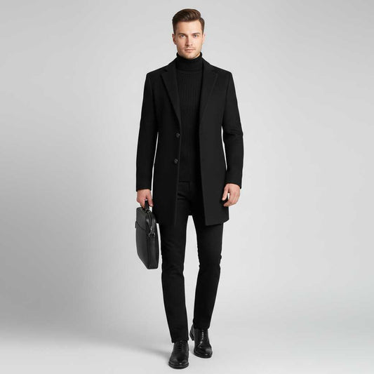 Men's Notched Lapel Overcoat | Stylish Men's Coat