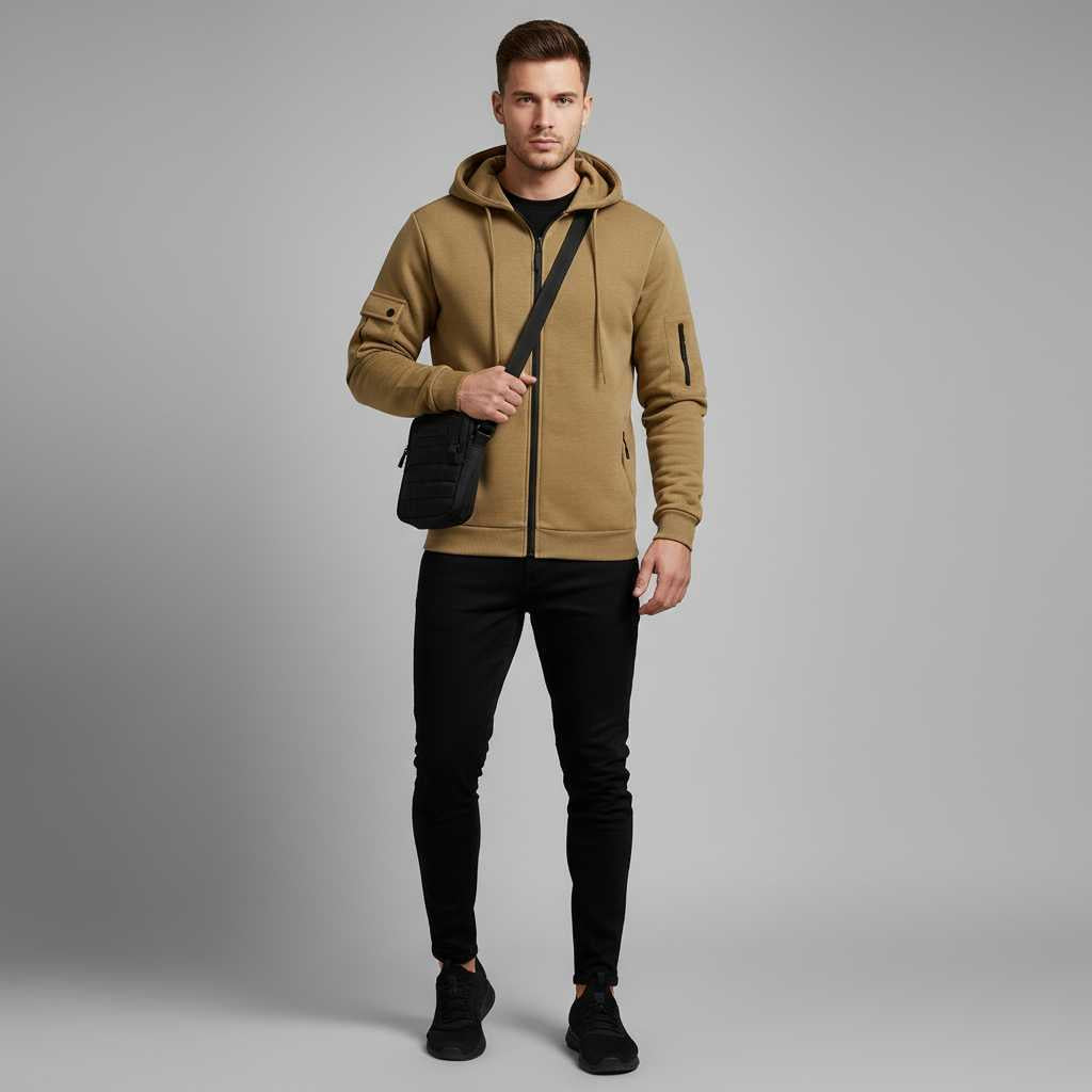 Men's Utility Zip-Up Hoodie | Casual Sweatshirt