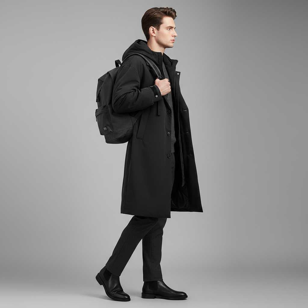 Men's Waterproof Puffer Trench Coat | Stylish Winter Jacket