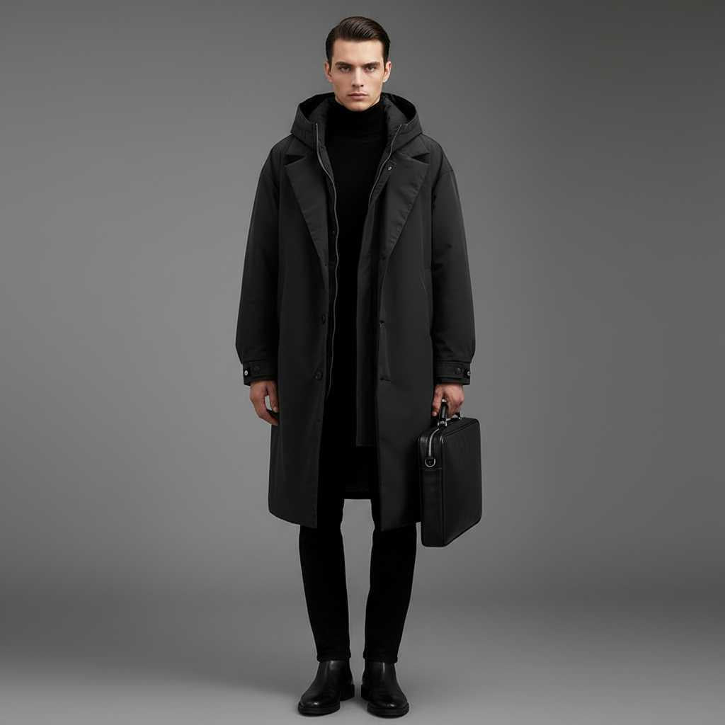 Men's Waterproof Puffer Trench Coat | Stylish Winter Jacket