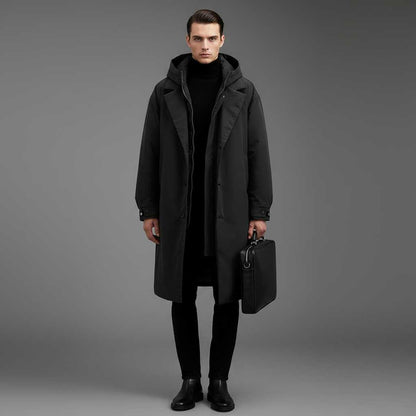 Men's Waterproof Puffer Trench Coat | Stylish Winter Jacket