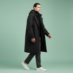 Kirk | Men's Long Waterproof Trench Coat with Hood and Adjustable Cuffs
