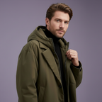 Kirk | Men's Long Waterproof Trench Coat with Hood and Adjustable Cuffs