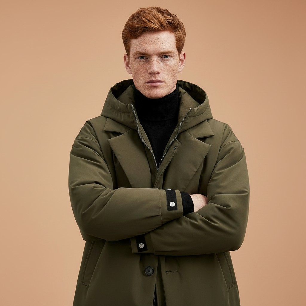 Kirk | Men's Long Waterproof Trench Coat with Hood and Adjustable Cuffs