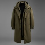 Kirk | Men's Long Waterproof Trench Coat with Hood and Adjustable Cuffs