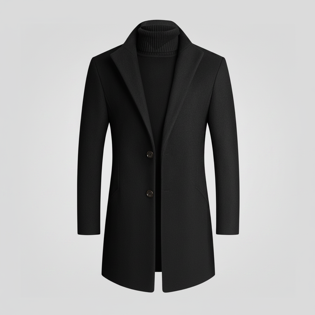 Men's Notched Lapel Overcoat | Stylish Men's Coat 0