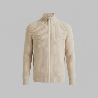 Men's Slim Fit Zip Cardigan | Ribbed Knit Style 0