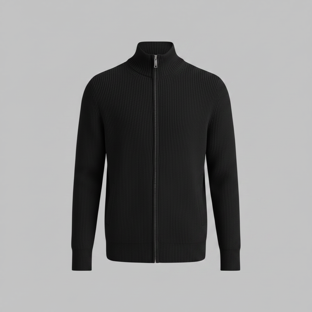 Men's Slim Fit Zip Cardigan | Ribbed Knit Style 5