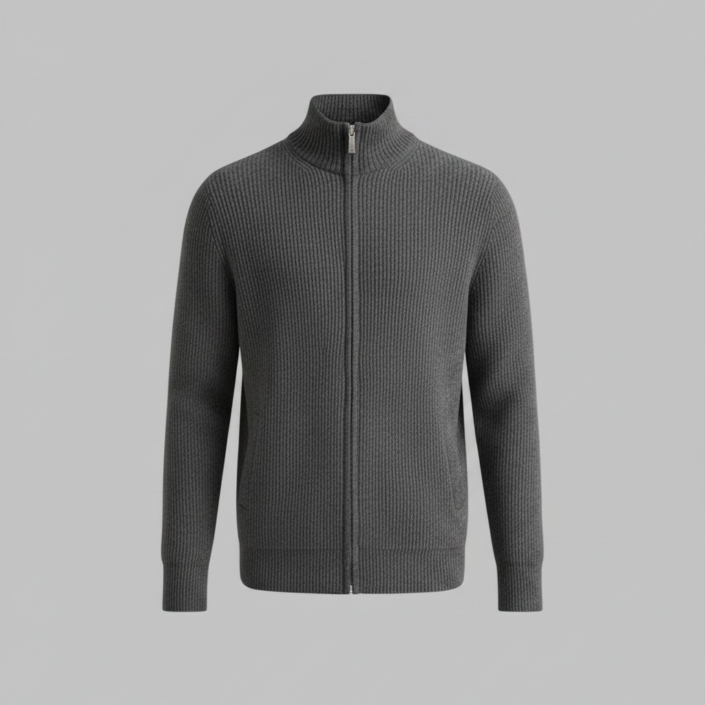 Men's Slim Fit Zip Cardigan | Ribbed Knit Style 6