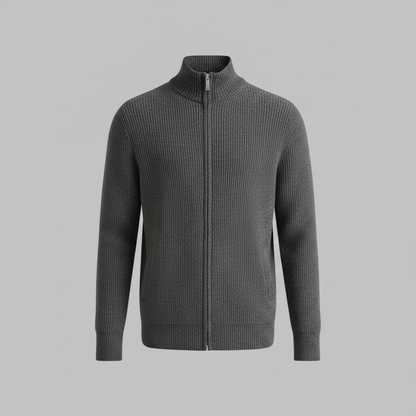 Men's Slim Fit Zip Cardigan | Ribbed Knit Style 6