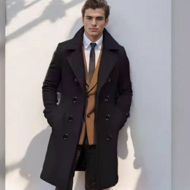 Evan | Men's Double Breasted Trench Coat with Notch Collar and Lined Interior