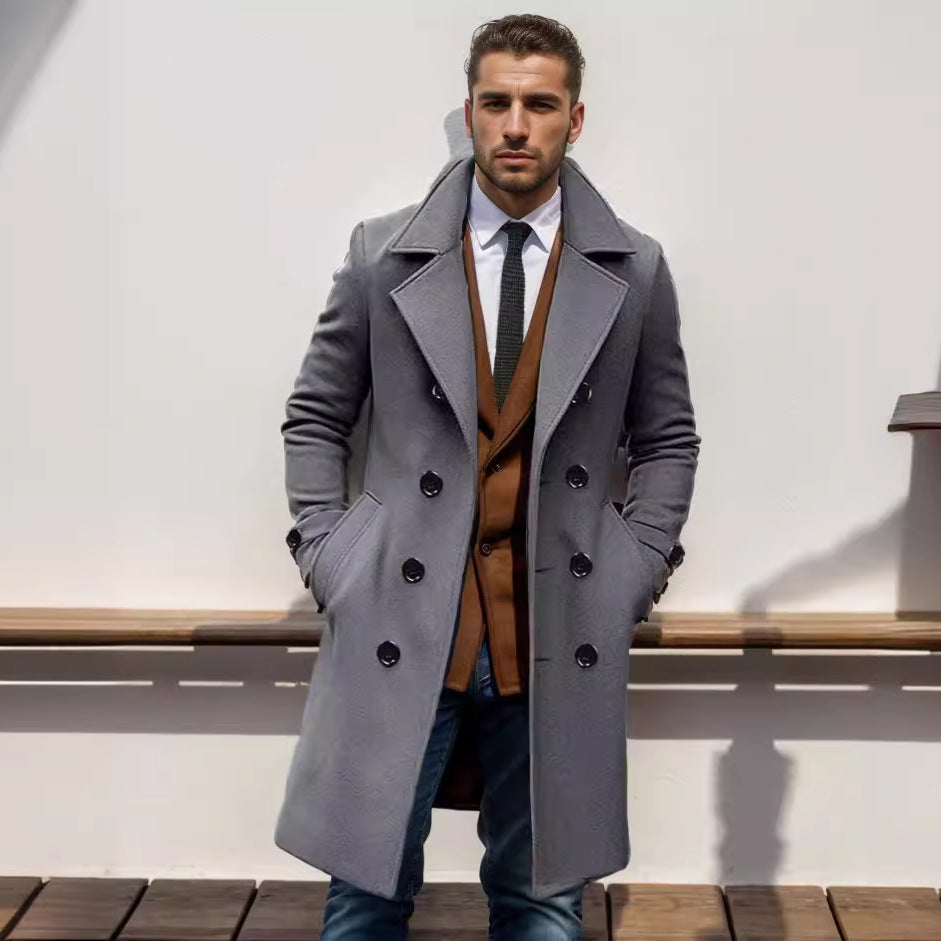 Evan | Men's Double Breasted Trench Coat with Notch Collar and Lined Interior