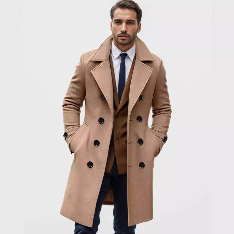 Evan | Men's Double Breasted Trench Coat with Notch Collar and Lined Interior