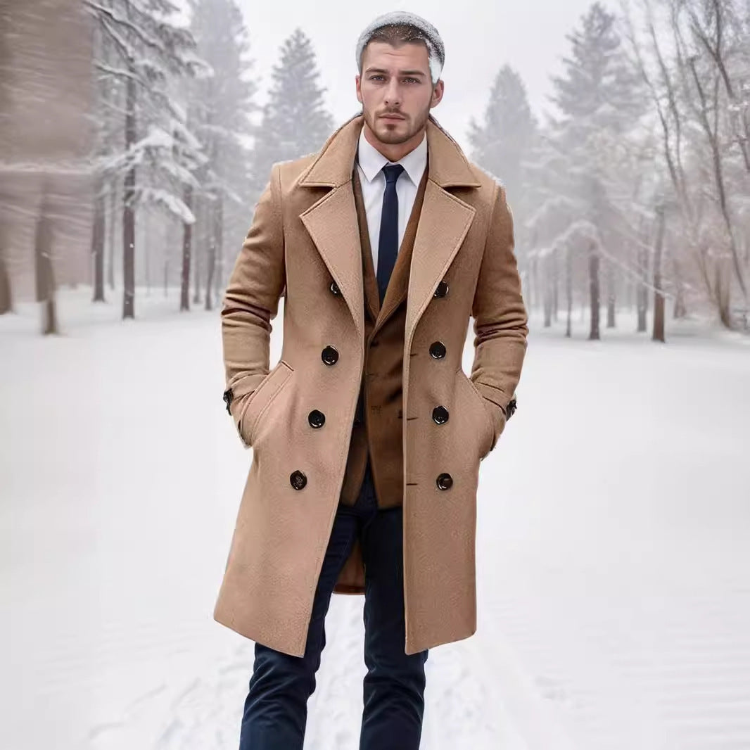 Evan | Men's Double Breasted Trench Coat with Notch Collar and Lined Interior