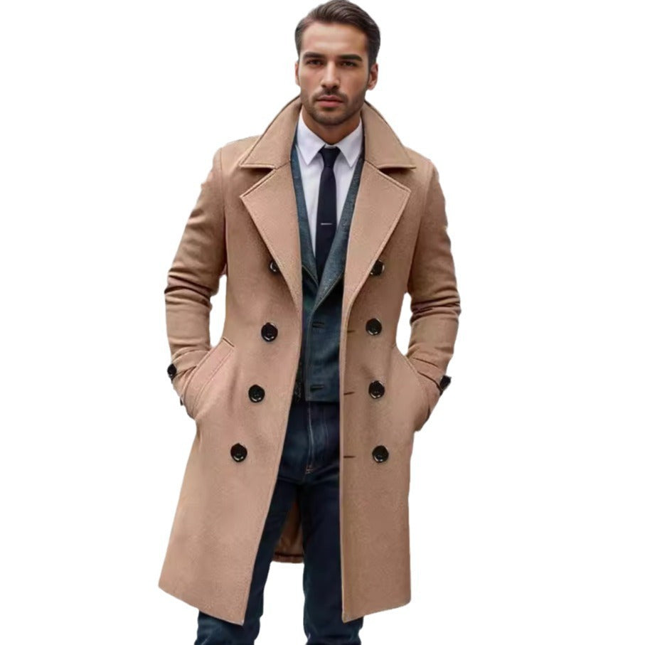 Evan | Men's Double Breasted Trench Coat with Notch Collar and Lined Interior