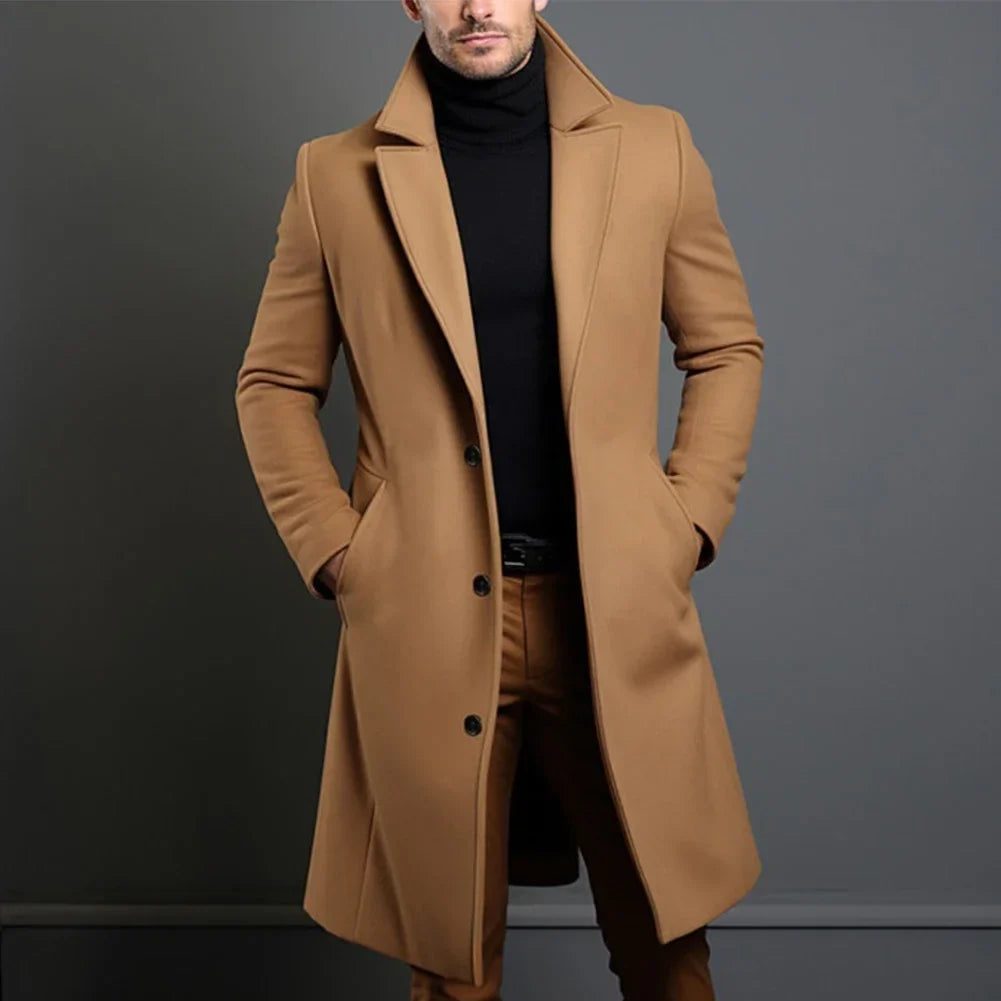 Todd | Men's Trench Coat with Single Breasted Front and Slim Silhouette