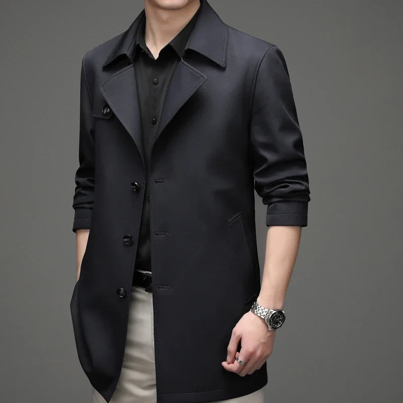 Lance | Men's Trench Coat with Notched Lapel and Tailored Fit