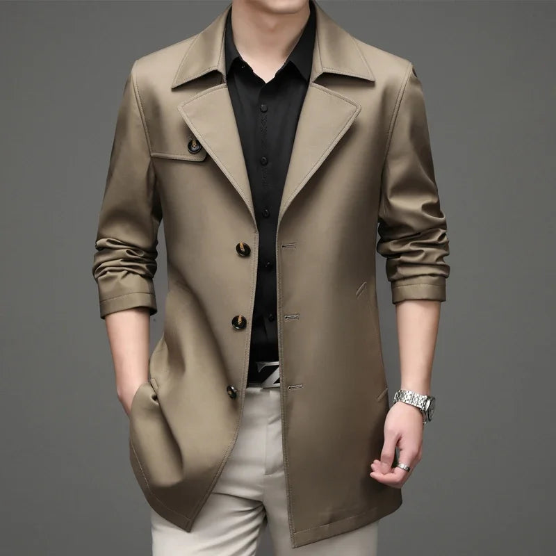 Lance | Men's Trench Coat with Notched Lapel and Tailored Fit