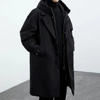 Colin | Men's Long Trench Coat with Hood and Full Zip Front
