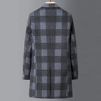 Shawn | Men's Long Wool Double Breasted Trench Coat with Quilted Lining