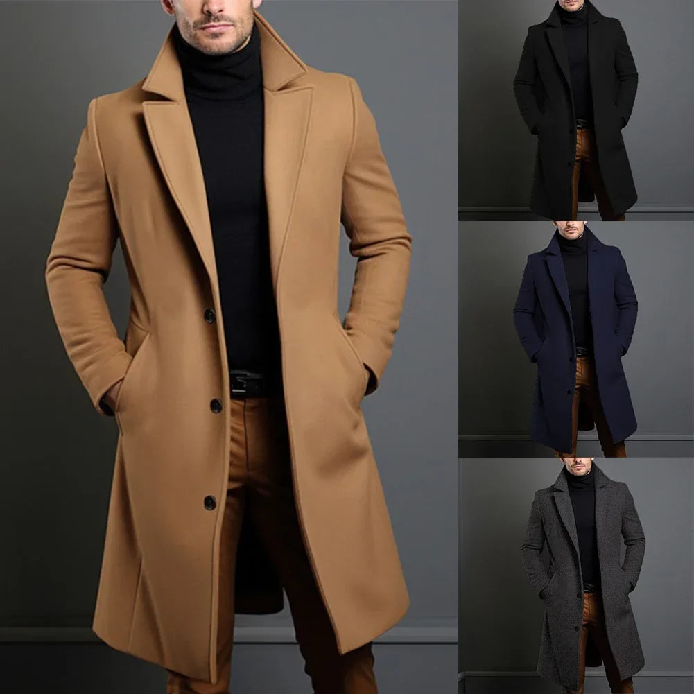 Todd | Men's Trench Coat with Single Breasted Front and Slim Silhouette