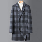 Shawn | Men's Long Wool Double Breasted Trench Coat with Quilted Lining