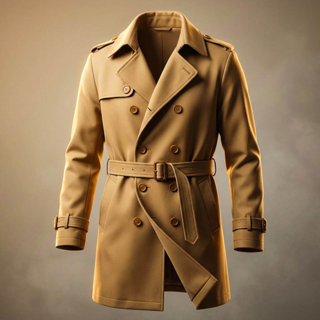 Ian | Men's Trench Coat with Notched Lapels and Removable Belt