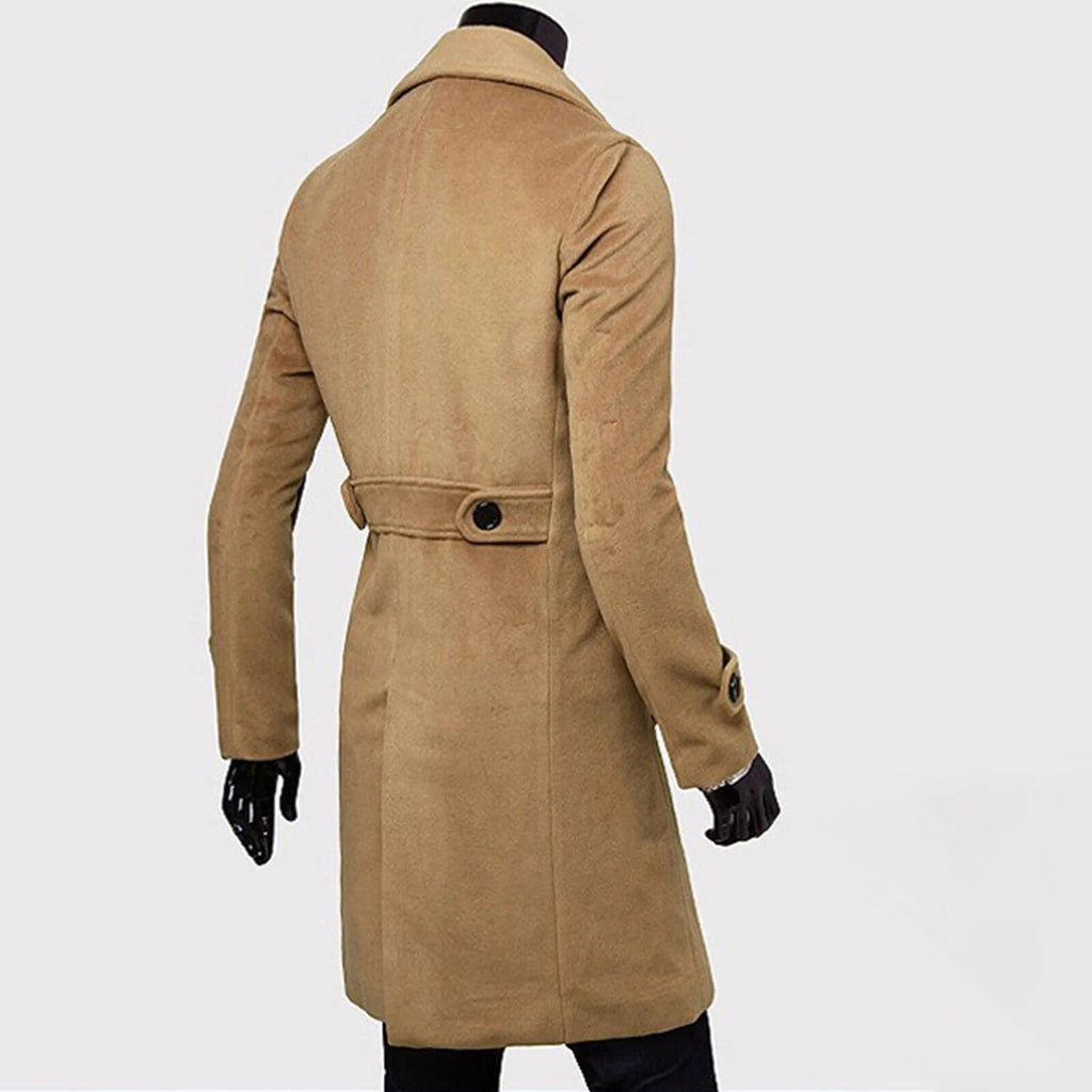 Owen | Men's Long Double Breasted Trench Coat with Windproof Shell