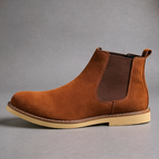 Men's suede Chelsea boots with lightweight rubber sole in Sienna Brown