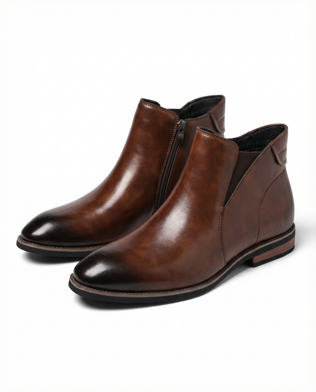 Men's leather dress Chelsea boots with side zip
