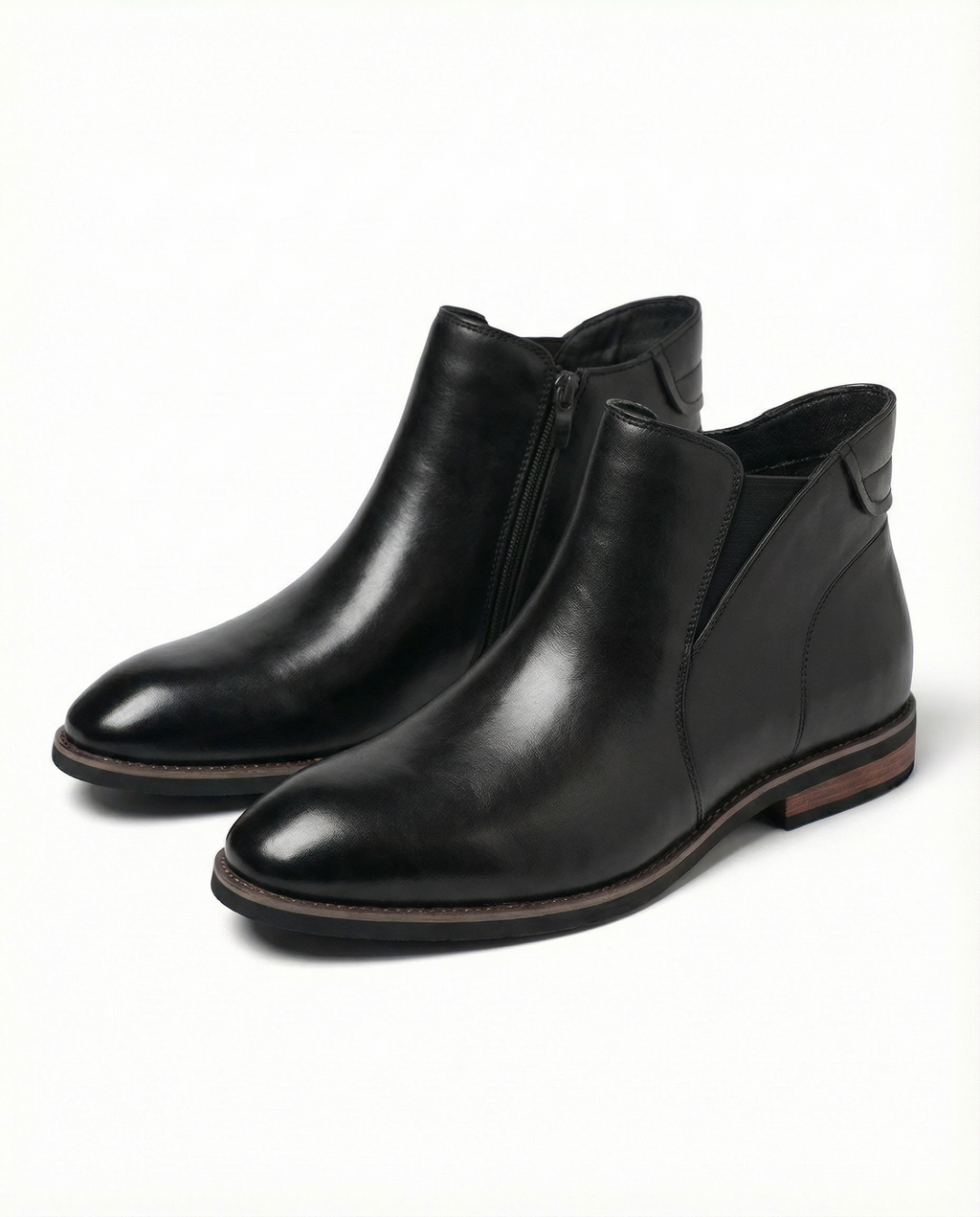 Men's leather dress Chelsea boots with side zip
