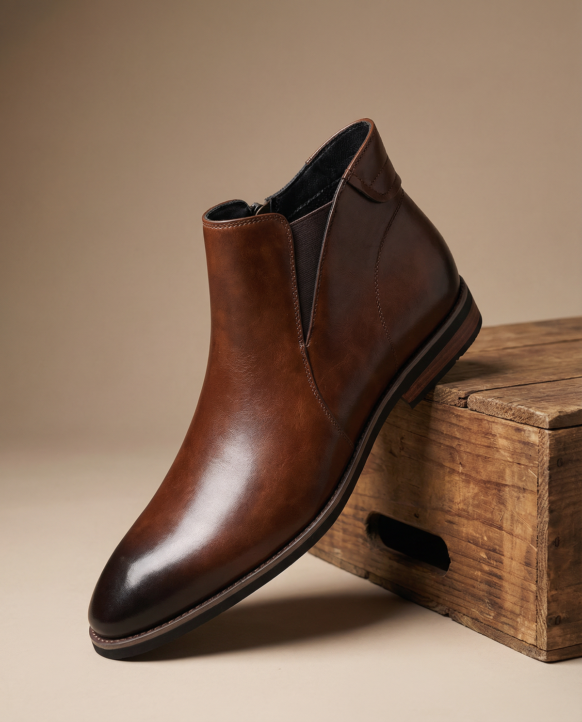 Men's leather dress Chelsea boots with side zip