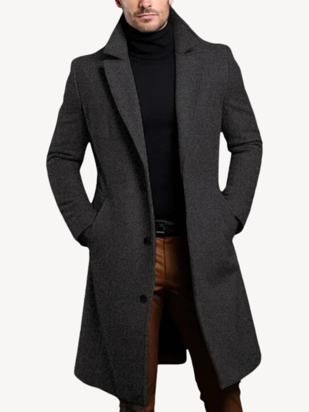 Todd | Men's Trench Coat with Single Breasted Front and Slim Silhouette