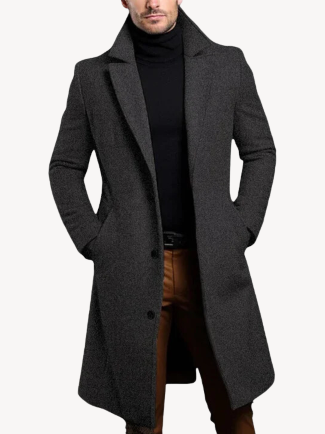 Todd | Men's Trench Coat with Single Breasted Front and Slim Silhouette