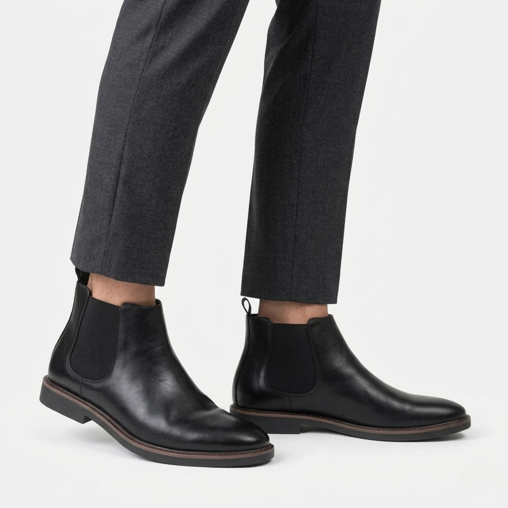 Men's dress Chelsea boots with elastic sides and padded insole