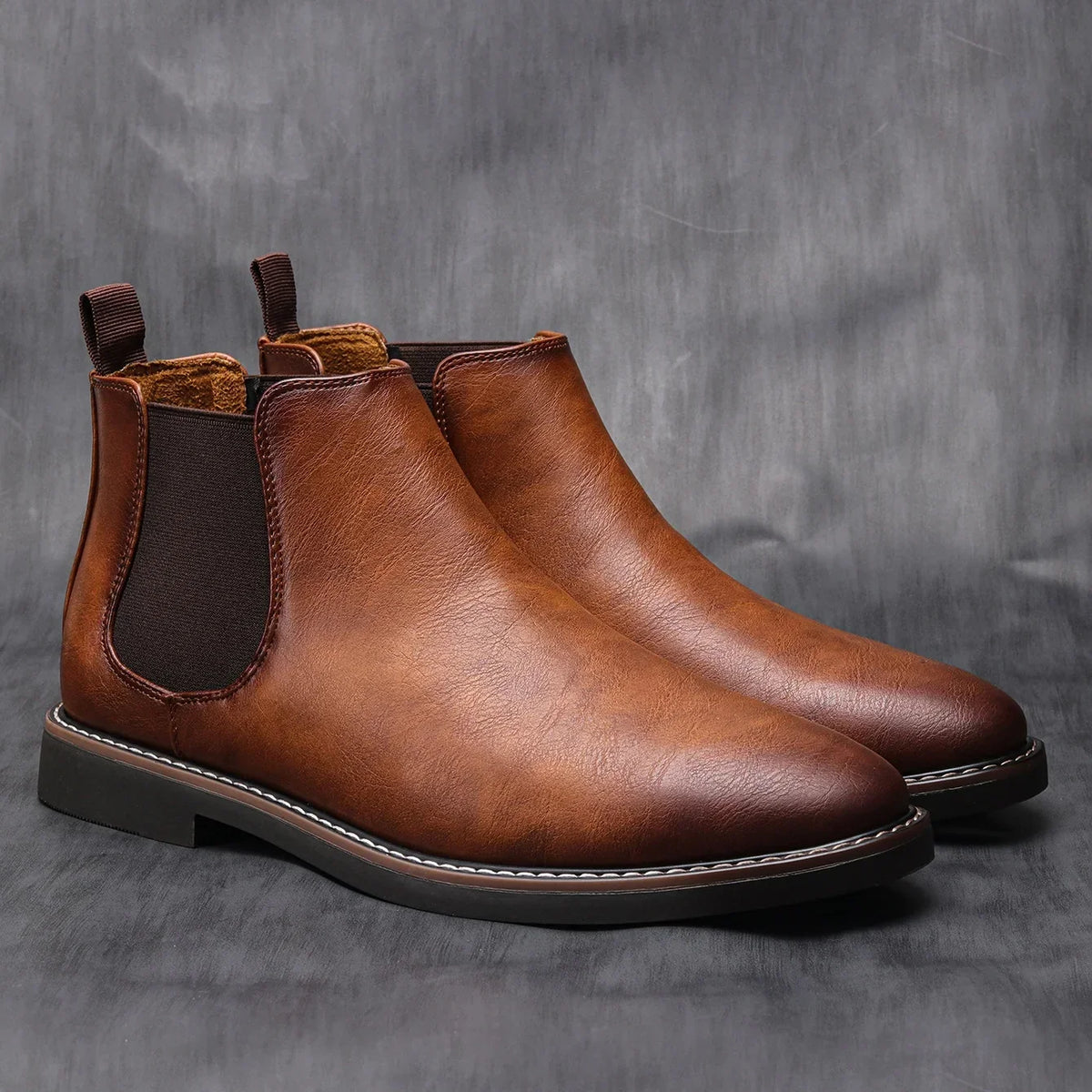 Men's dress Chelsea boots with elastic sides and padded insole