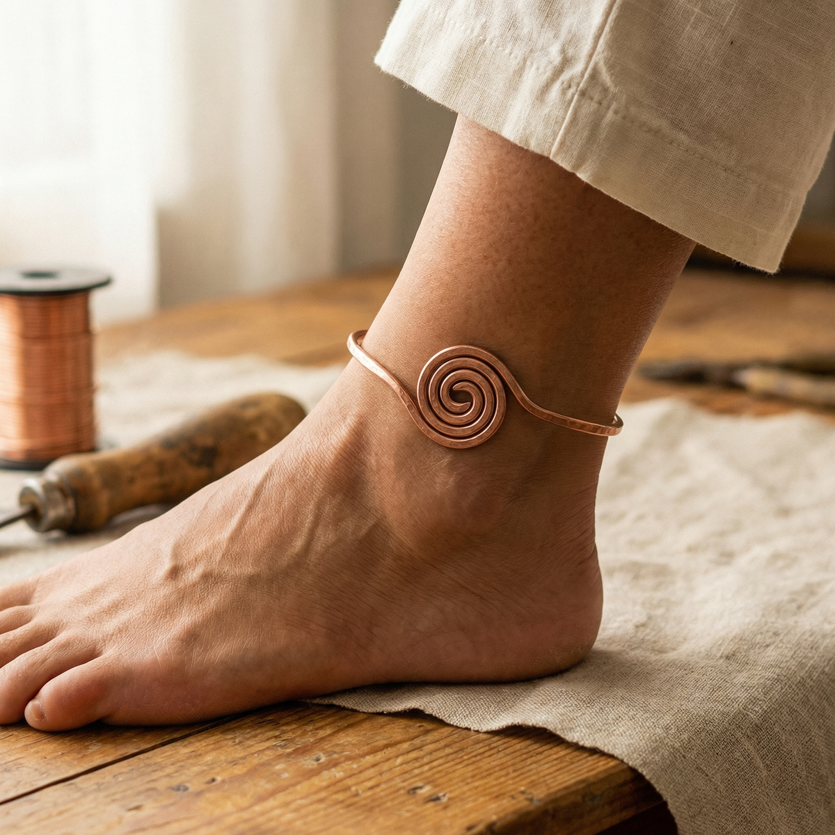 Calder's Coil Copper Anklet