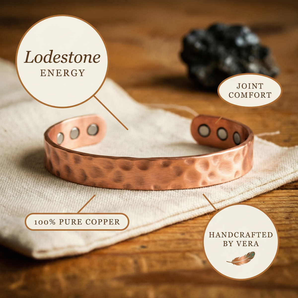 Calder's Lodestone Copper Bracelet