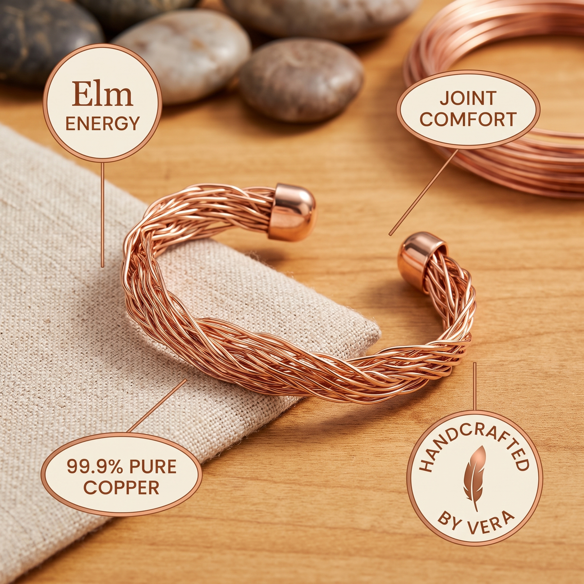 Calder's Elm Copper Cuff Bracelet
