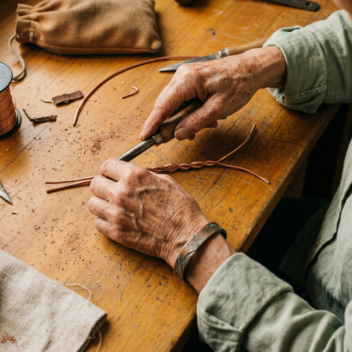 Calder's Seam Copper Bracelet