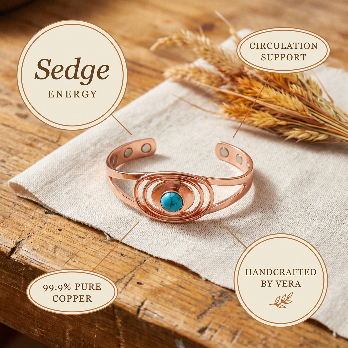 Calder's Sedge Copper Bracelet