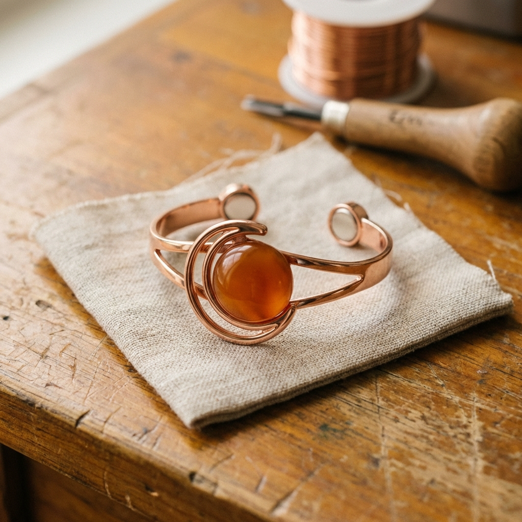 Calder's Sphere Orange Copper Bracelet