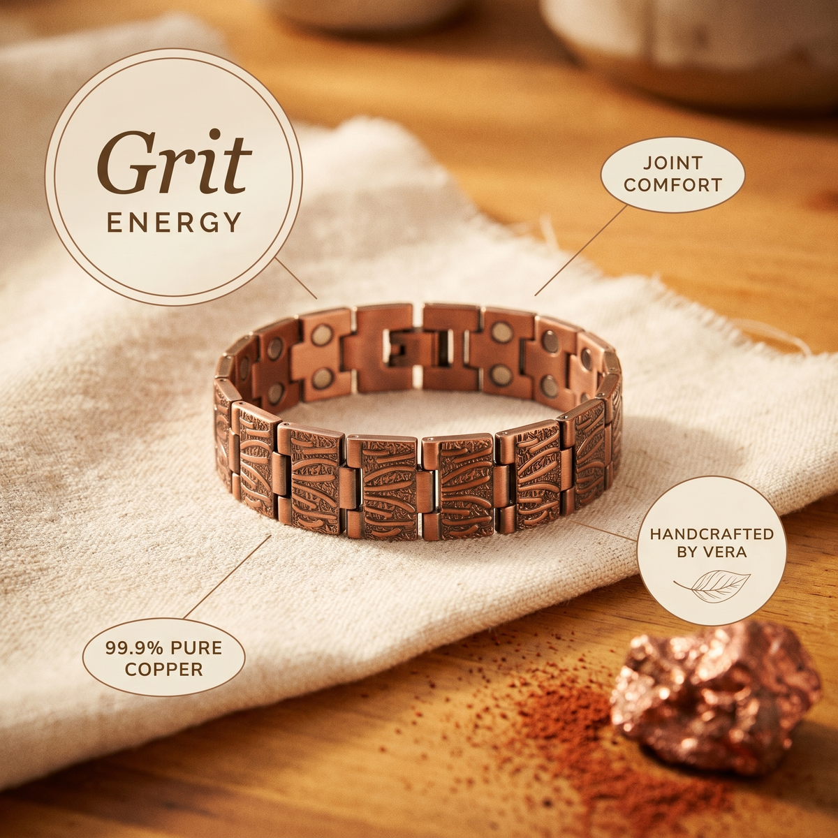 Calder's Grit Men's Copper Bracelet