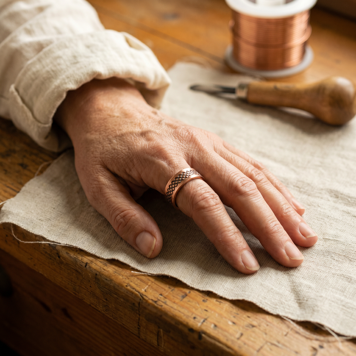 Calder's Grid Copper Ring