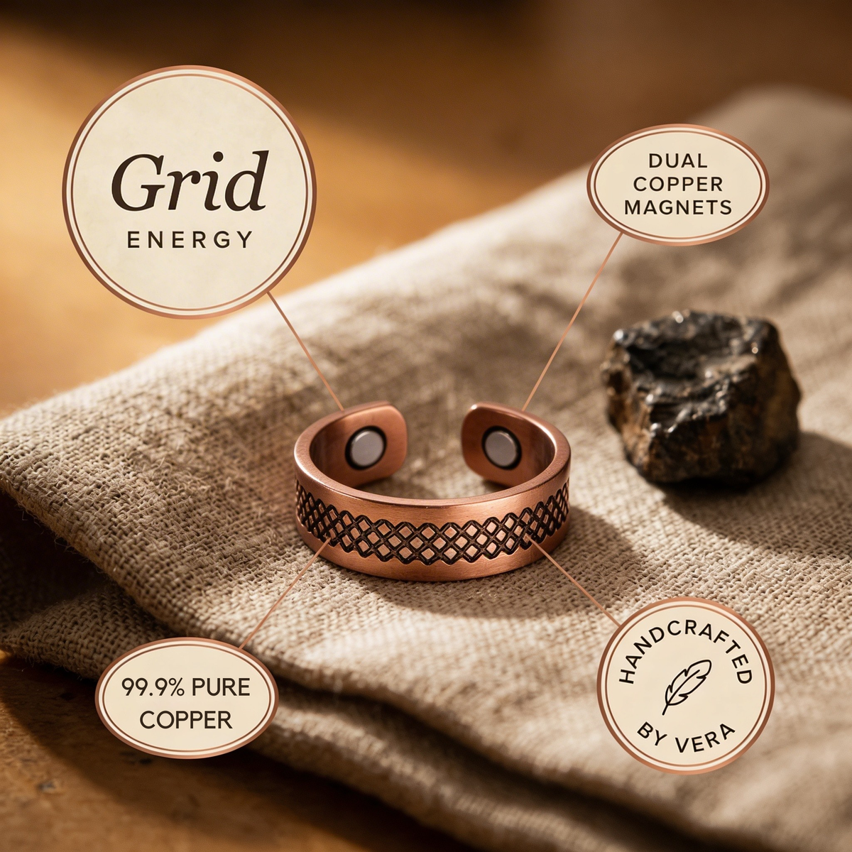 Calder's Grid Copper Ring