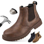 Men's steel toe Chelsea boots with cushioned footbed